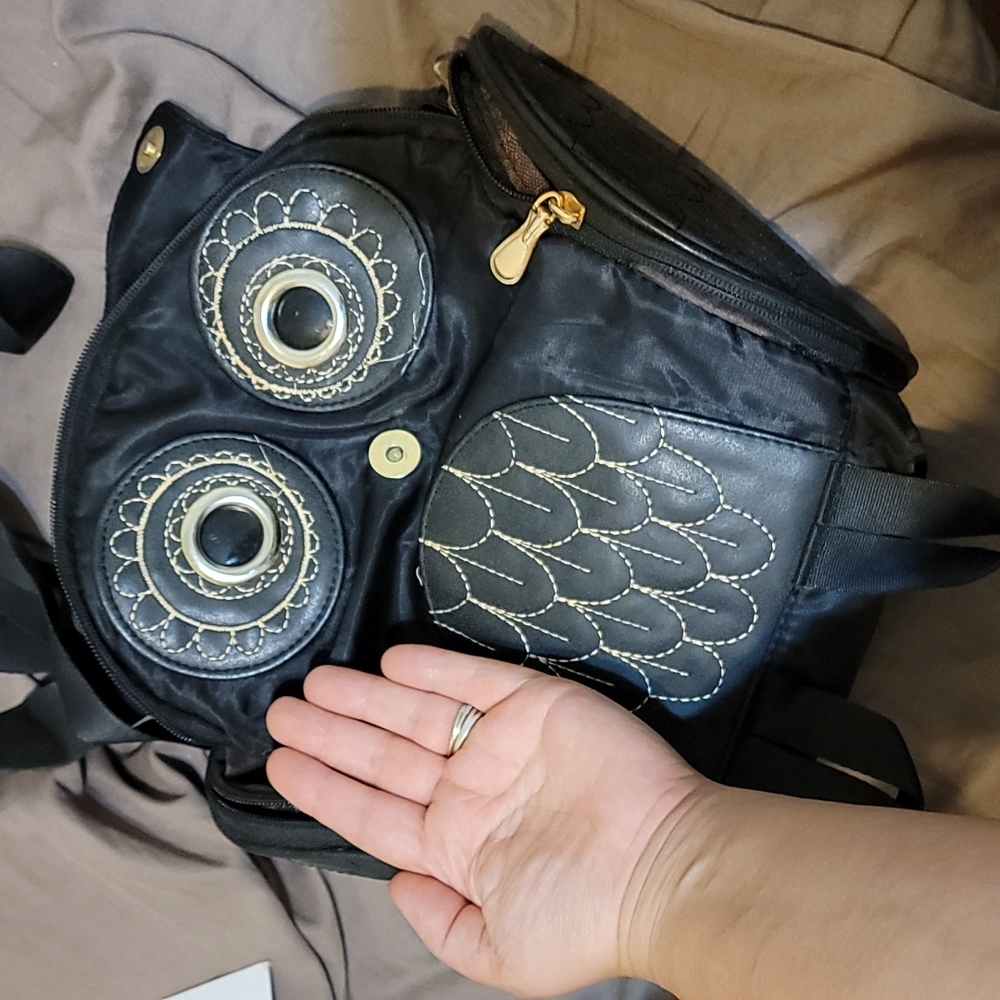 Adorable owl backpack with metal hardware